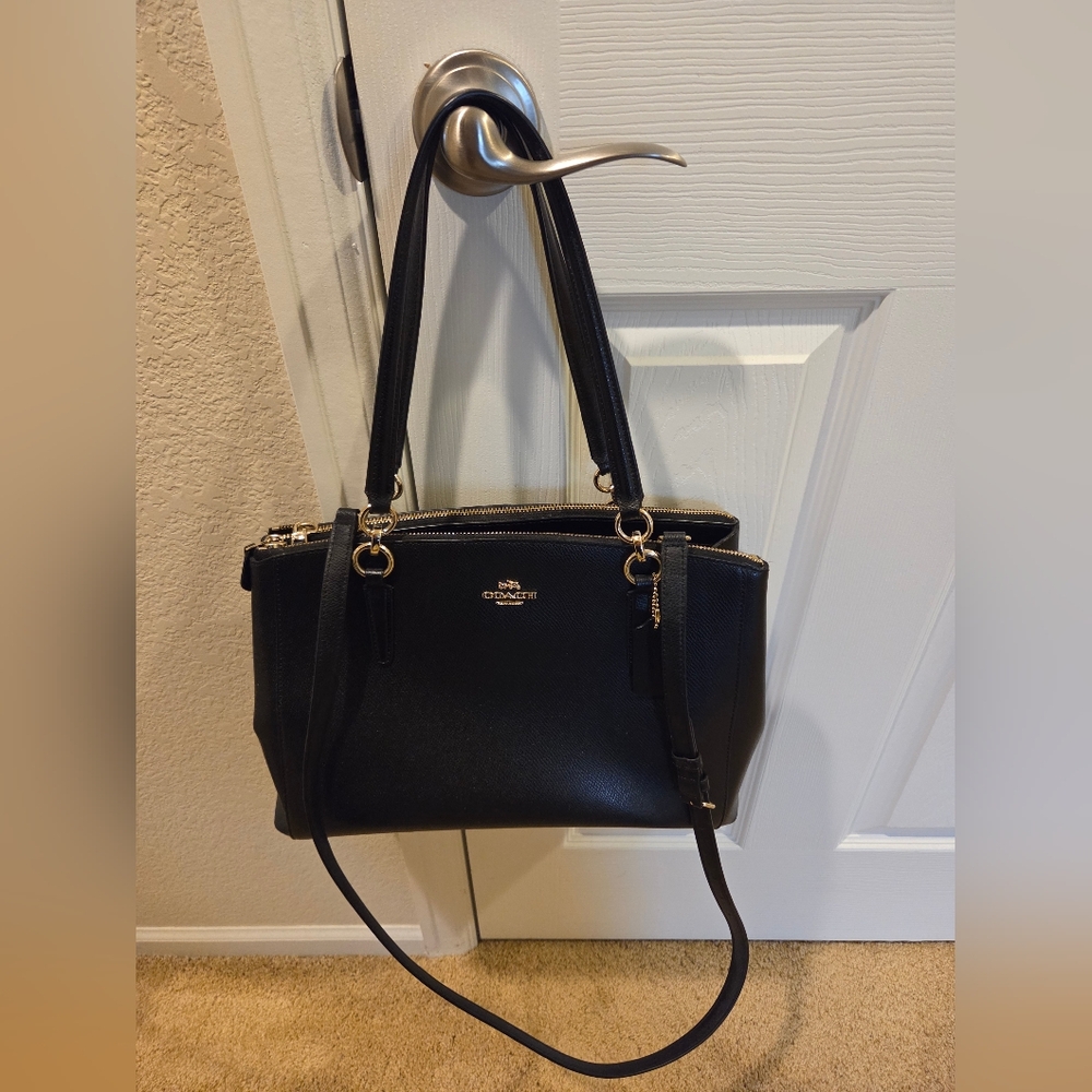 Coach Black Leather Tote Bag